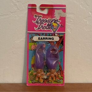 1991 Treasure Trolls Earrings with Purple Hair